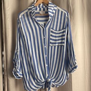 Blue and white striped button down. Size XXL. Cute!